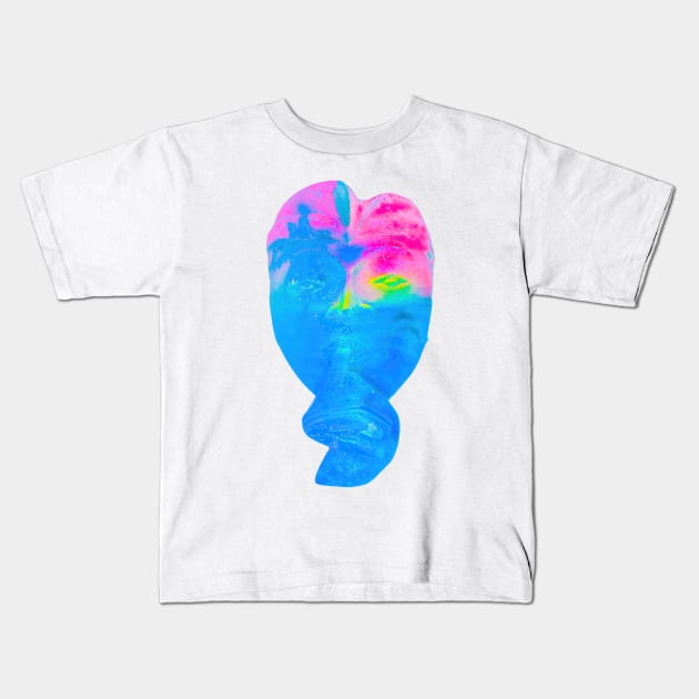 A pastel blue pink Bali face mask cut out Kids T-Shirt by kall3bu